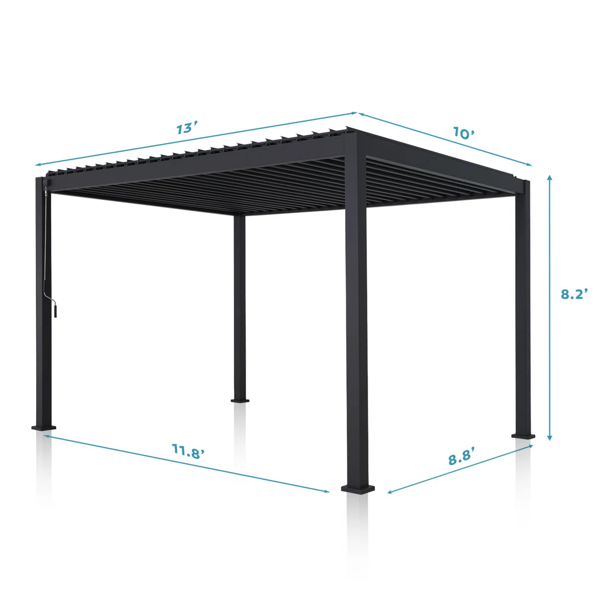 Outdoor Aluminum Pergola with Adjustable Louvred Roof
