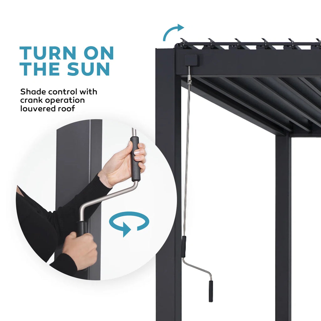 Outdoor Aluminum Pergola with Adjustable Louvred Roof