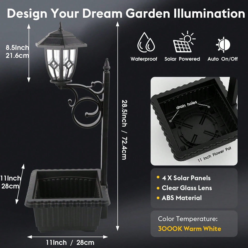 Outdoor Solar Lamp Post Light With Planter