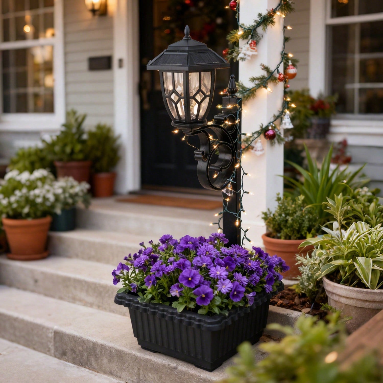 Outdoor Solar Lamp Post Light With Planter