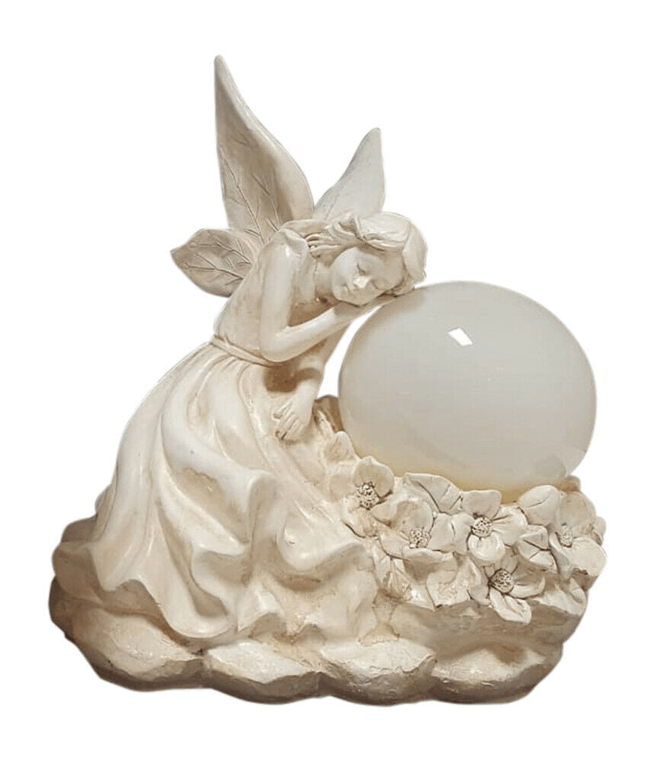 Traditional Ivory Angel Sleeping Figurine With Solar Light