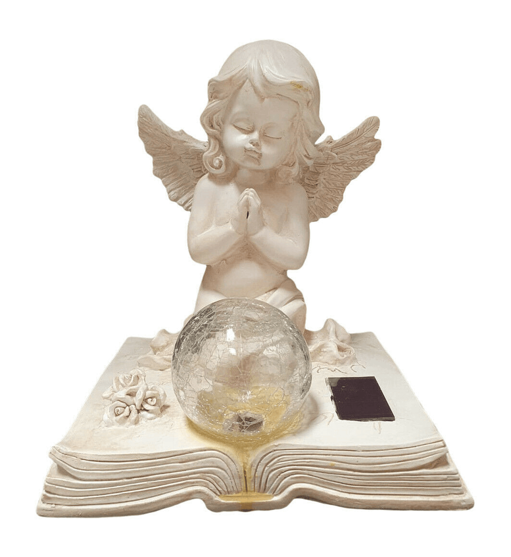 Ivory Angel Praying Figurine With Solar Light