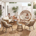 6 - Piece Outdoor Boho Patio Conversation Set with 2-Person Egg Chair and Ice Bucket Table