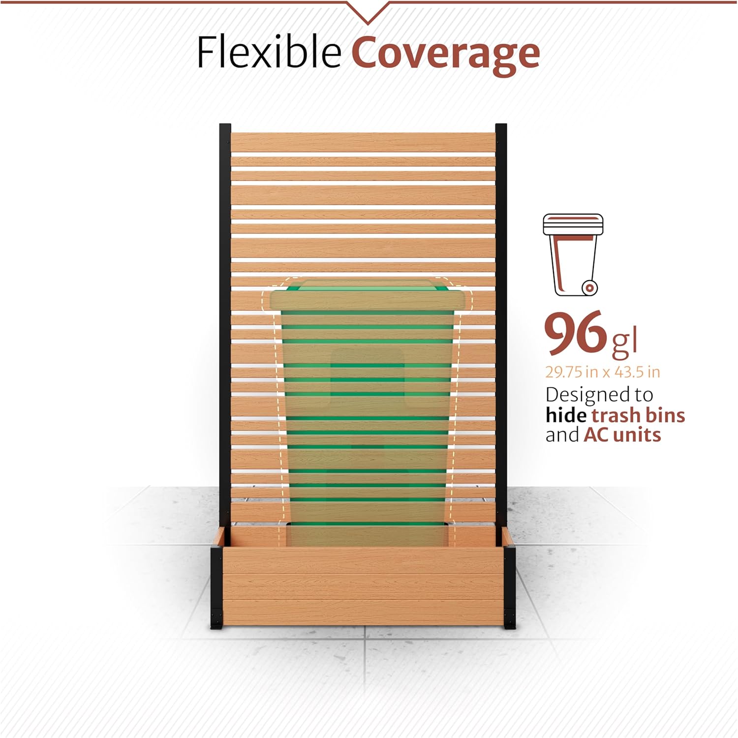 Privacy Screen with Planter Box 6ft H x 3.8ft W x 1ft L