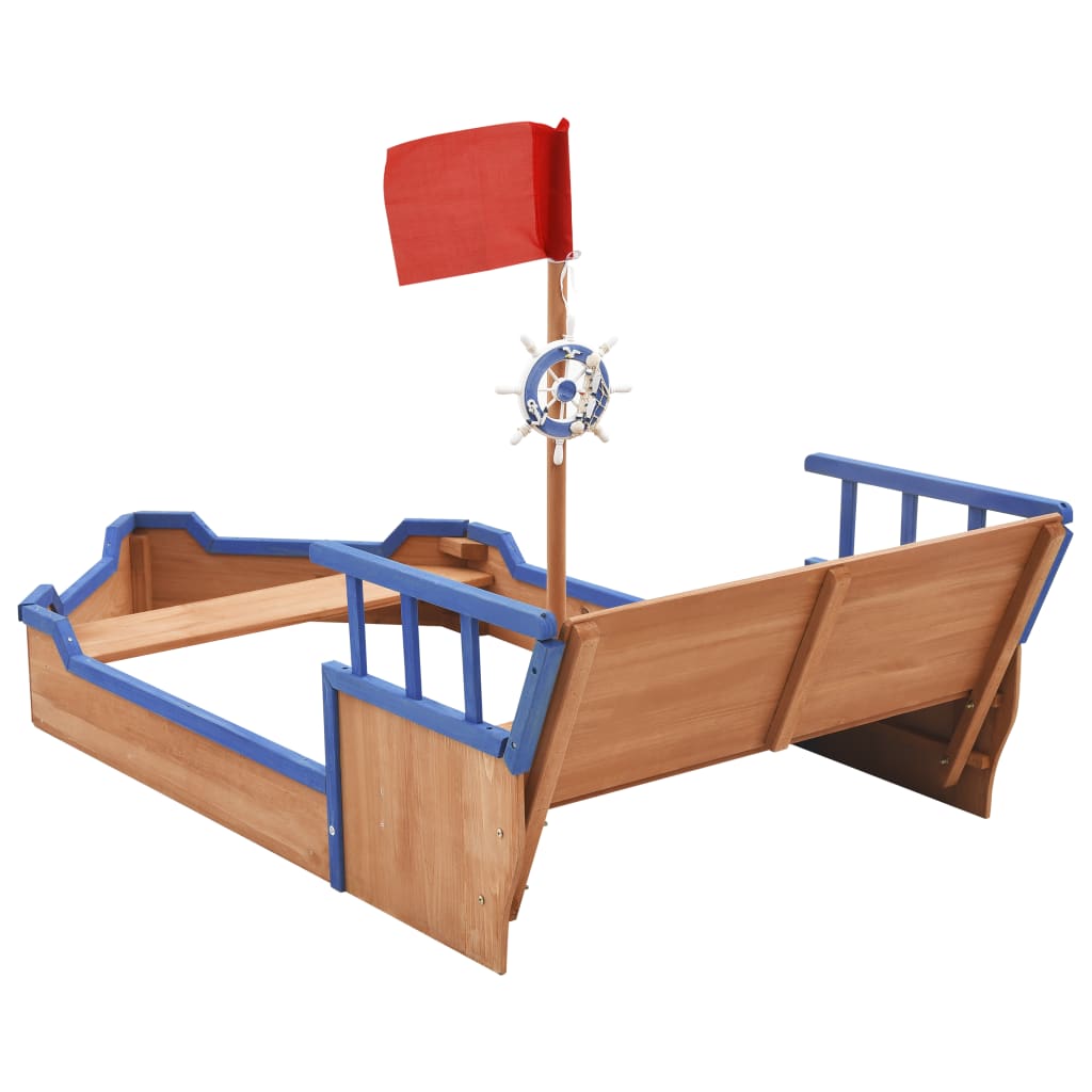 Sandbox Pirate Ship Firwood 190x94.5x101 cm