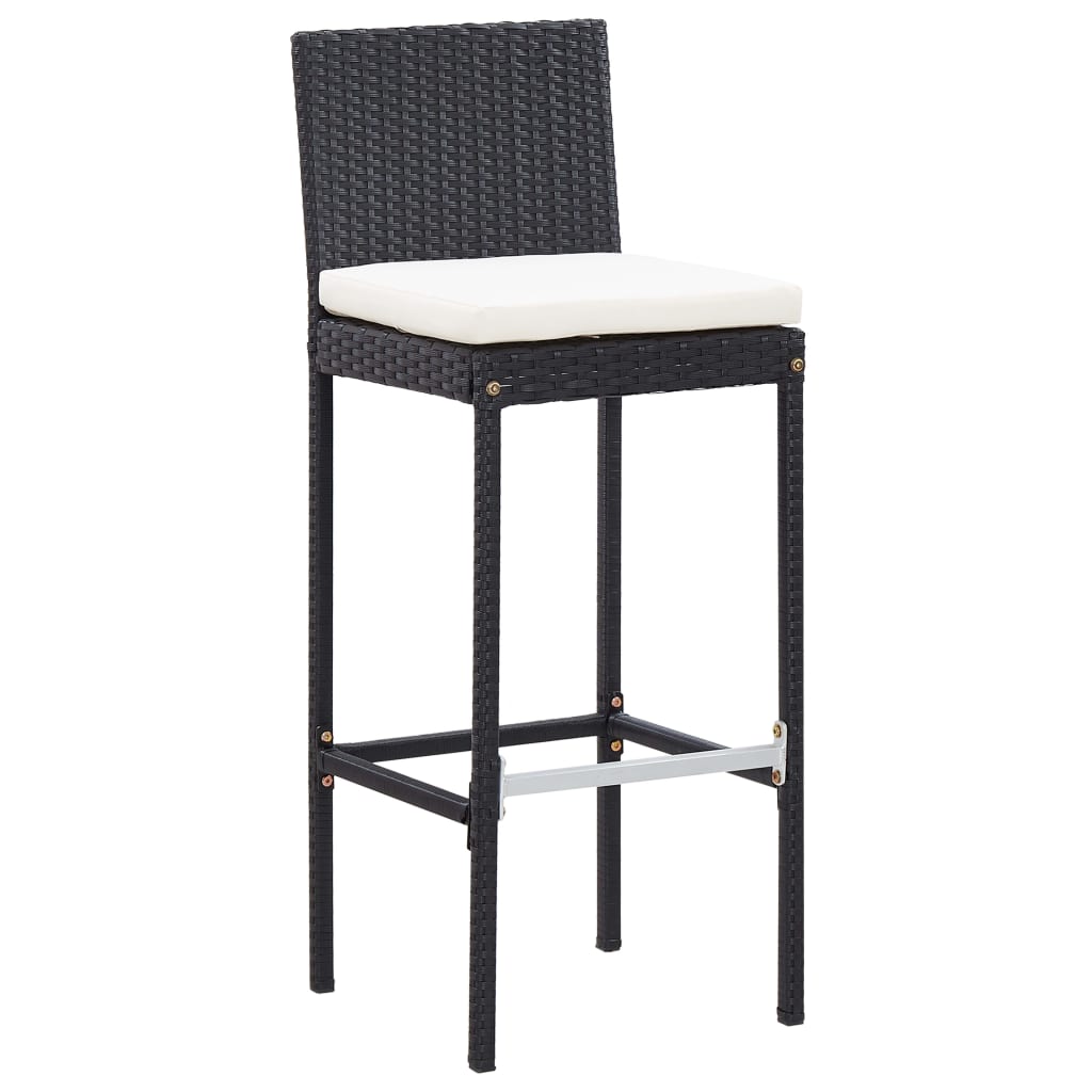 NNEVL 7 Piece Outdoor Bar Set with Cushions Poly Rattan Black