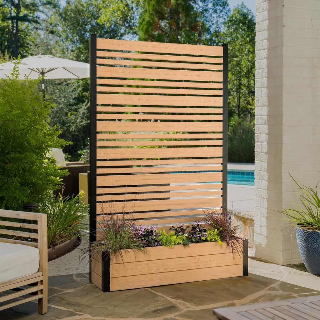 Privacy Screen with Planter Box 6ft H x 3.8ft W x 1ft L