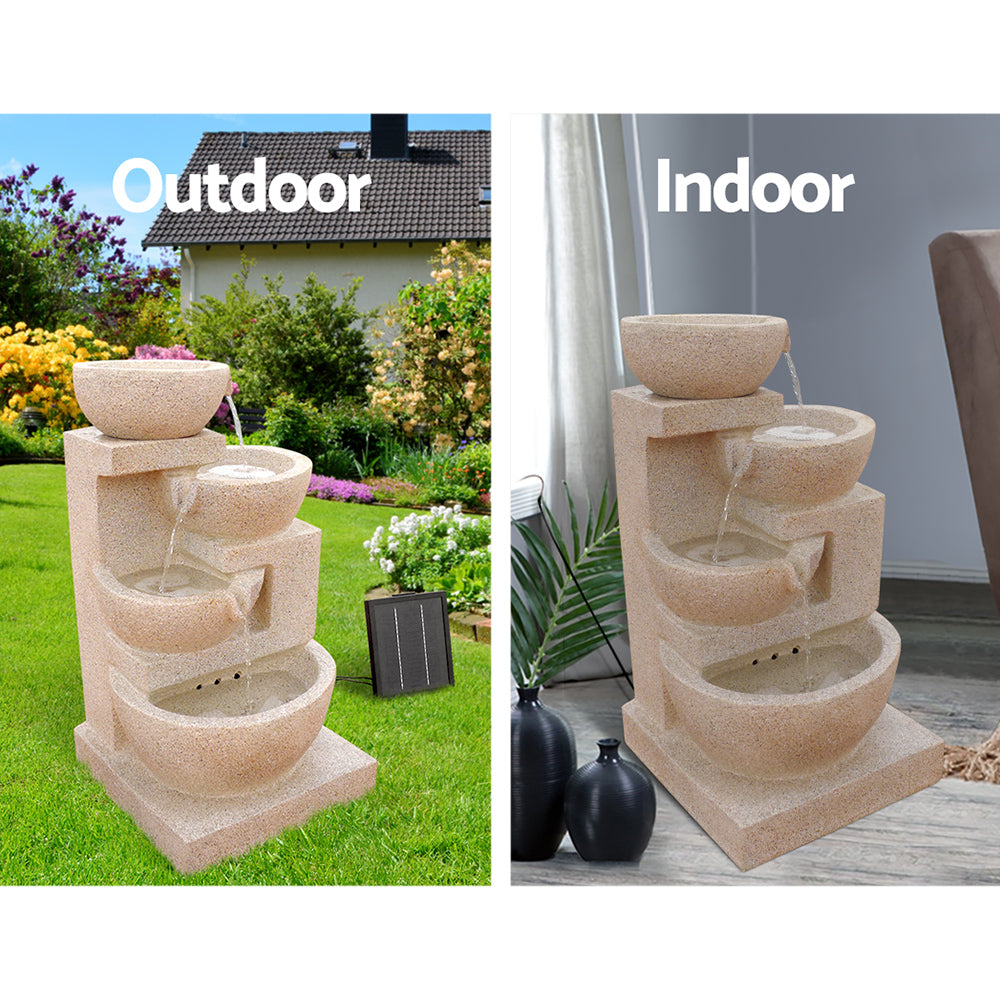 NNEDSZ 4 Tier Solar Powered Water Fountain with Light - Sand Beige