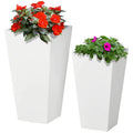 Set of 2 Modern Lightweight Outdoor Patio Flower Pot Planter Box in White