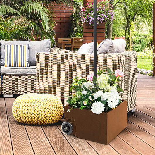 150 Pounds Patio Umbrella Base Stand Wheels Planter Outdoor-Black