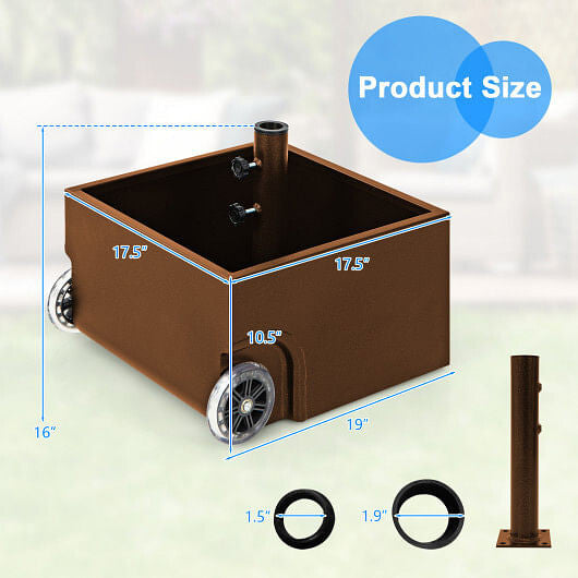 150 Pounds Patio Umbrella Base Stand Wheels Planter Outdoor-Black