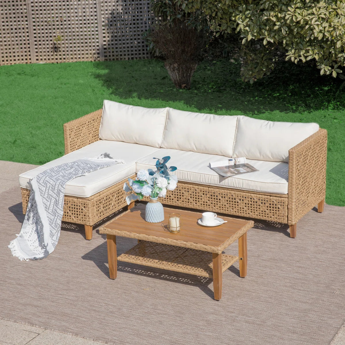 Outdoor Wicker Patio Conversation Furniture Set