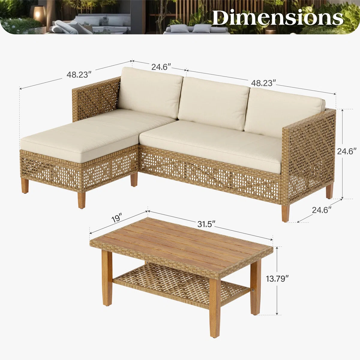 Outdoor Wicker Patio Conversation Furniture Set