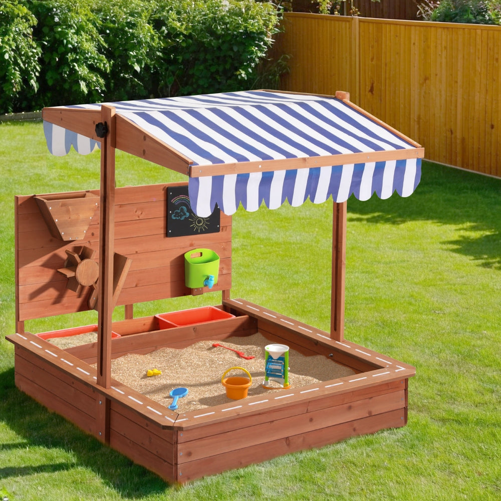 Sandbox Wooden Canopy Sandbox With Cover Funnel Outdoor Toys