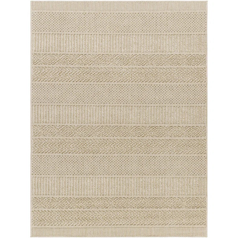 Beige Textured Outdoor Area Rug 5'3" x 7'