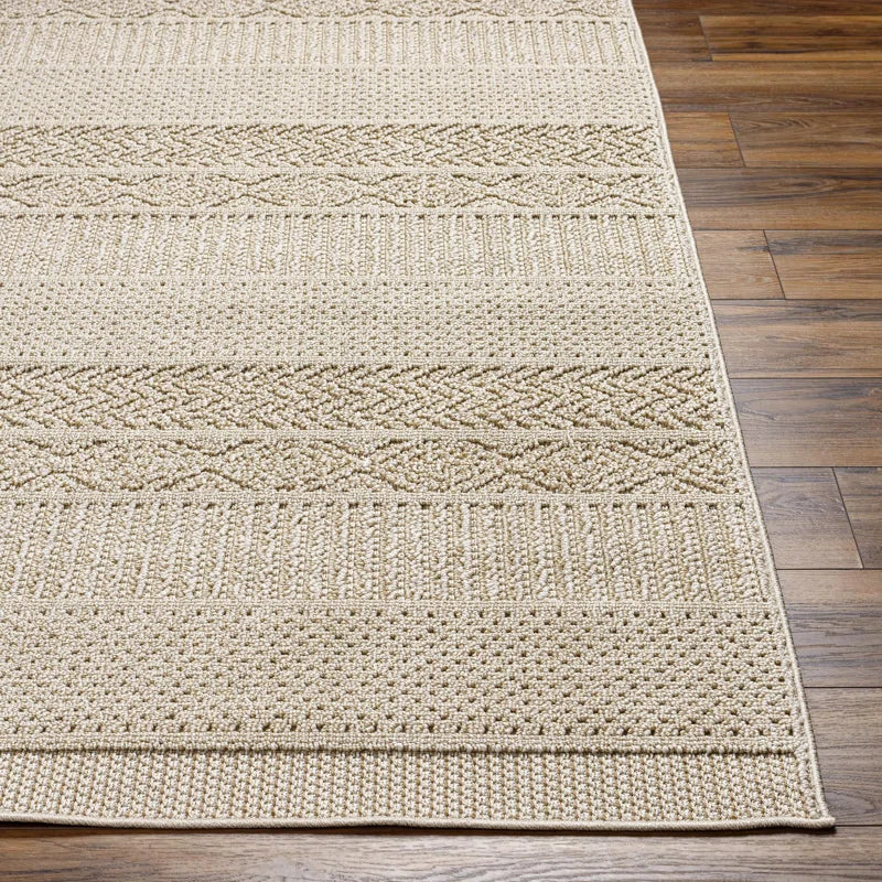 Beige Textured Outdoor Area Rug 5'3" x 7'
