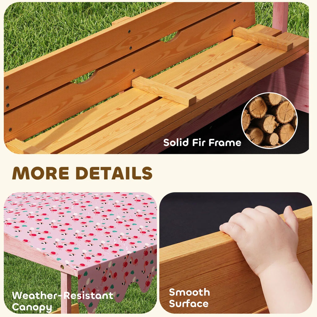 Pink Wooden Sandbox with Cover